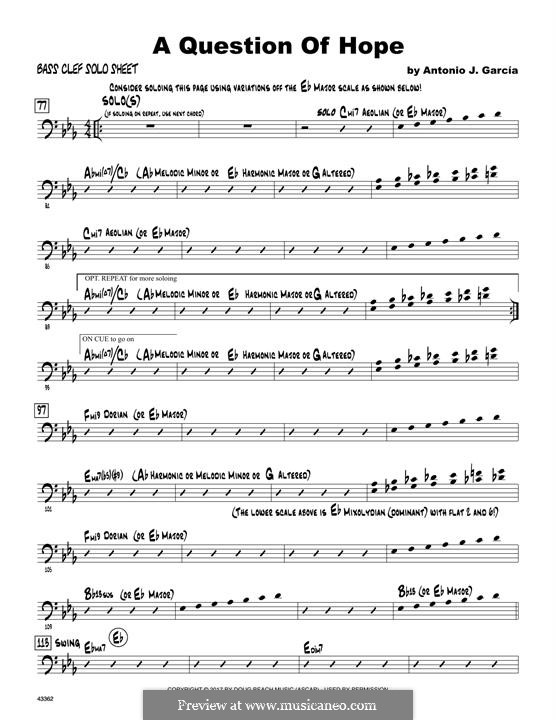 A Question of Hope: Solo Sheet - Trombone part by Antonio J. Garcia