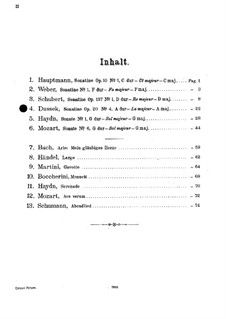 Six Sonatinas for Piano, Op.20: No.4 in A Major for violin and piano by Jan Ladislav Dussek