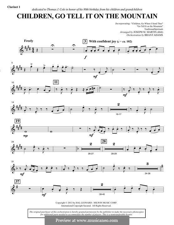 Children, Go Tell It on the Mountain: Bb Clarinet 1 part by folklore