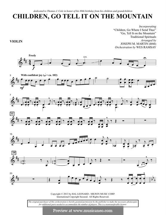 Children, Go Tell It on the Mountain (arr. Joseph M. Martin): parte do violino by folklore