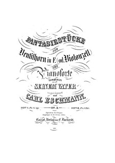Fantastic Pieces for French Horn (or Cello) and Piano, Op.3: Score by Johann Carl Eschmann