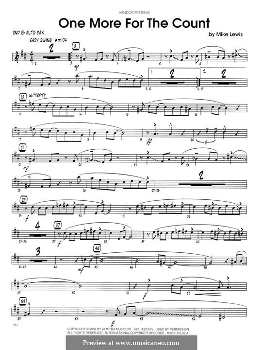 One More for The Count: 2nd Eb Alto Saxophone part by Mike Lewis