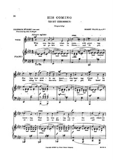 Twelve Songs, Op.4: No.7 Er ist gekommen (His Coming) by Robert Franz