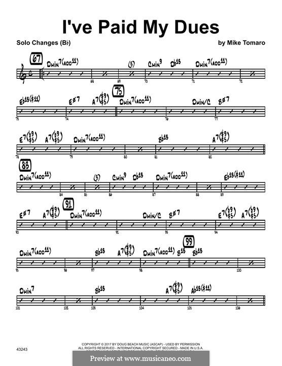 I've Paid My Dues: Bb Solo Sheet part by Mike Tomaro
