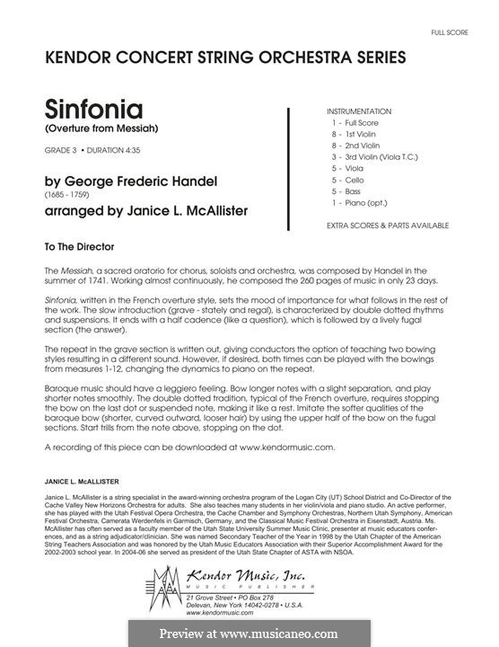 No.1 Overture: partitura completa by Georg Friedrich Händel