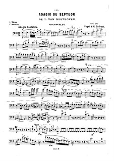 Septet for Winds and Strings, Op.20: Movement II, for violin (or flute, or cello) and piano – cello part by Ludwig van Beethoven