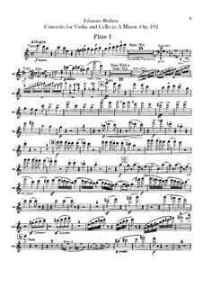 Concerto for Violin, Cello and Orchestra in A Minor, Op.102: parte de flautas by Johannes Brahms