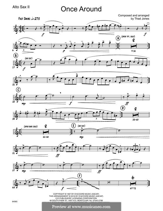 Once Around (Jazz Ensemble): 2nd Eb Alto Saxophone part by Thad Jones
