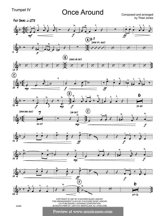 Once Around (Jazz Ensemble): 4th Bb Trumpet part by Thad Jones