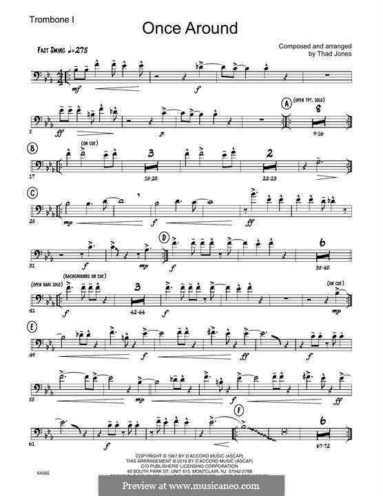 Once Around (Jazz Ensemble): 1st Trombone part by Thad Jones