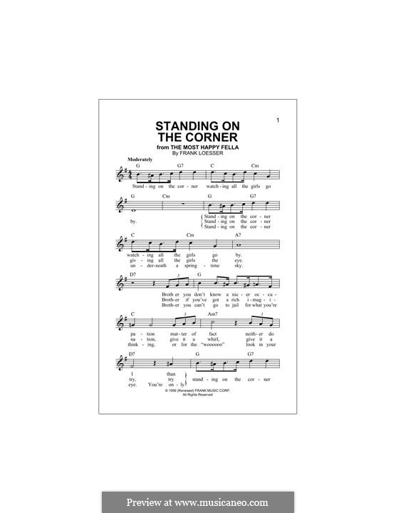 Standing on the Corner (The Four Lads): para teclado by Frank Loesser