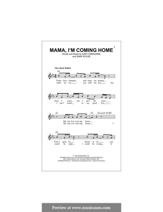 Mama, I'm Coming Home por Ozzy Osbourne, Z. Wylde Partituras on músicaNeo