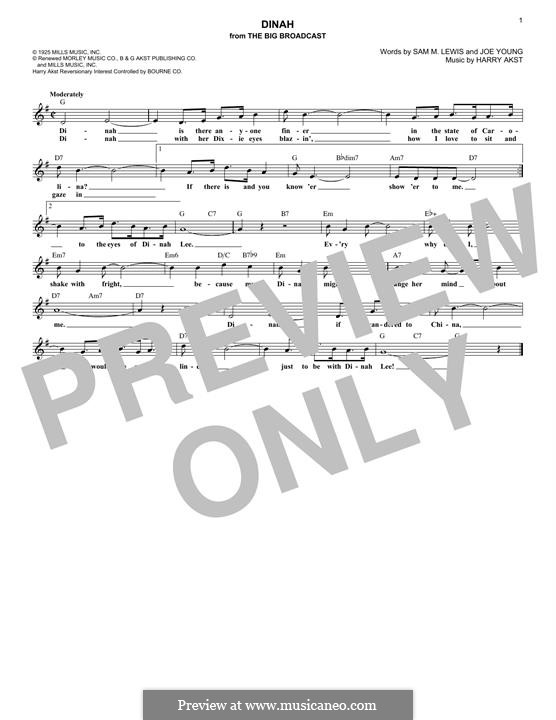 Dinah (Bing Crosby): para teclado by Harry Akst