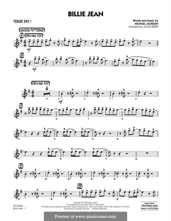 Billie Jean (arr. John Berry): Tenor Sax 1 part by Michael Jackson