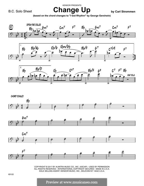 Change Up (based on I Got Rhythm by George Gershwin): Solo Sheet - Trombone part by Carl Strommen