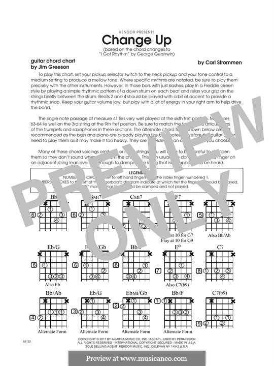 Change Up (based on I Got Rhythm by George Gershwin): Guitar Chord Chart by Carl Strommen