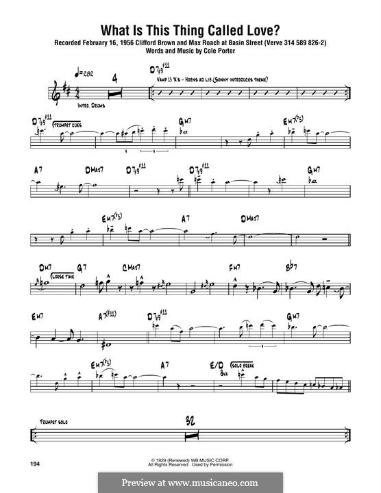 What Is This Thing Called Love?: para saxofone tenor by Cole Porter