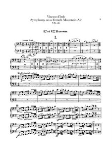 Symphonie sur un chant montagnard français (Symphony on a French Mountain Air), Op.25: parte fagotes by Vincent d' Indy