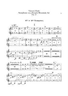 Symphonie sur un chant montagnard français (Symphony on a French Mountain Air), Op.25: parte Trompete e cornetas by Vincent d' Indy