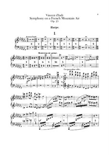 Symphonie sur un chant montagnard français (Symphony on a French Mountain Air), Op.25: parte harpa by Vincent d' Indy
