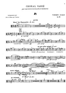 Choral varié for Saxophone and Orchestra, Op.55: Parte de solo by Vincent d' Indy