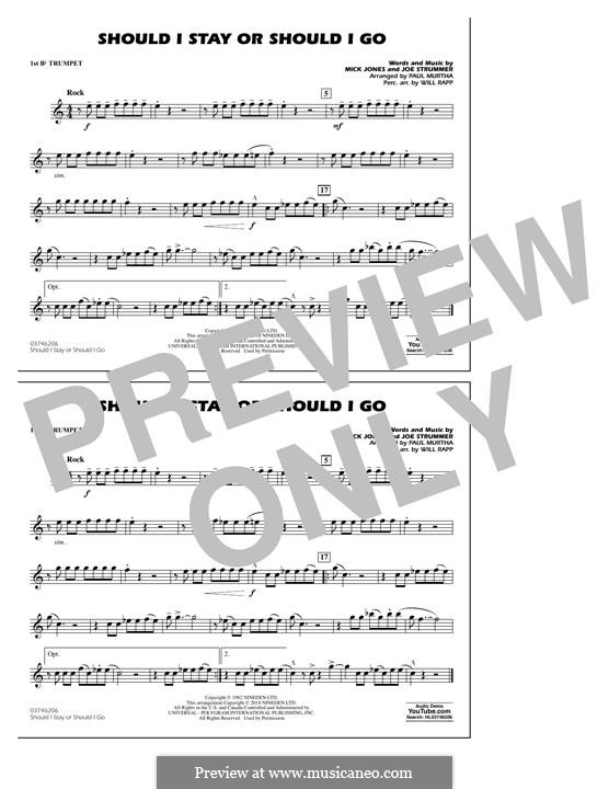 Should I Stay or Should I Go (arr. Paul Murtha): 1st Bb Trumpet part by Joe Strummer, Mick Jones