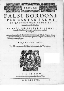 Falsi Bordoni for the Psalms: parte tenor by Giammateo Asola