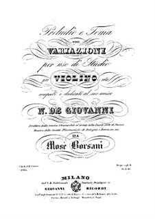 Prelude and Theme with Variations for Violin: Prelude and Theme with Variations for Violin by Mosè Borsani