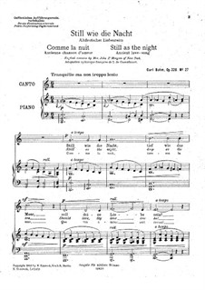 Songs, Op.326: No.27 Still as the Night (C Major) by Carl Böhm