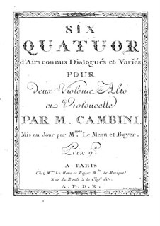 Six Quatuors d'Airs connus Dialogués et Variés: violino parte II by Giuseppe Maria Cambini