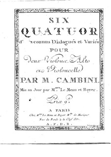 Six Quatuors d'Airs connus Dialogués et Variés: parte viola by Giuseppe Maria Cambini