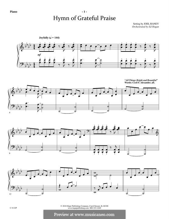 Hymn of Grateful Praise: parte piano by Joel Raney