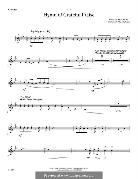 Hymn of Grateful Praise: parte clarinete by Joel Raney