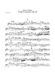 Concerto for Violin and Orchestra, Op.61: parte de flautas by Edward Elgar