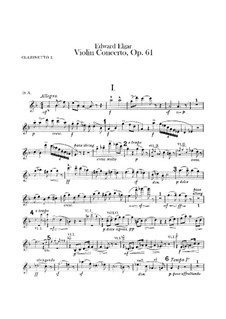 Concerto for Violin and Orchestra, Op.61: parte clarinetas by Edward Elgar