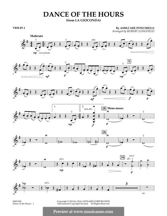 Dance of the Hours: Violin 1 part by Amilcare Ponchielli