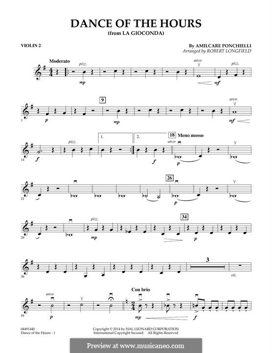 Dance of the Hours: Violin 2 part by Amilcare Ponchielli