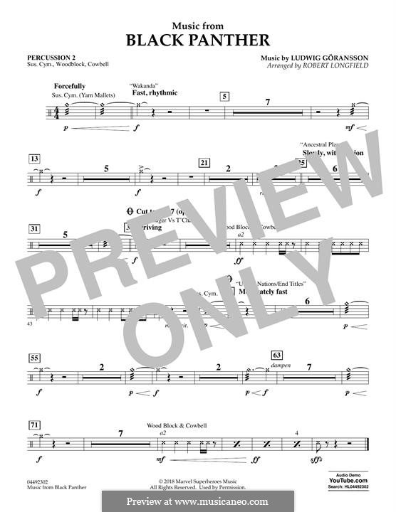 Music from Black Panther (arr. Robert Longfield): Percussion 2 part by Ludwig Goransson