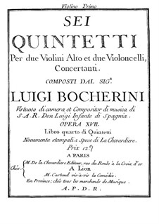 Six Quintets for Strings, G.283-288 Op.18: violino parte I by Luigi Boccherini