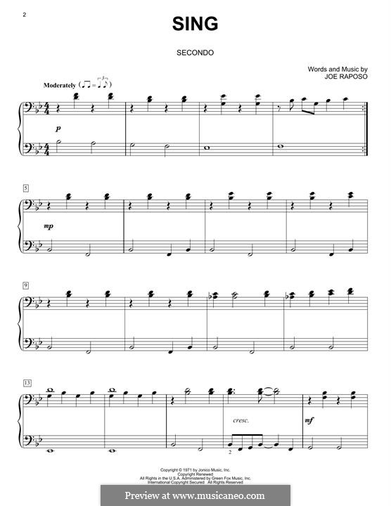 Sing (The Carpenters): Facil para o piano by Joe Raposo