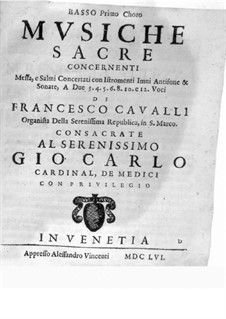 Musiche Sacre concernenti: Bass I part by Pietro Francesco Cavalli