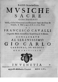 Musiche Sacre concernenti: Bass II part by Pietro Francesco Cavalli