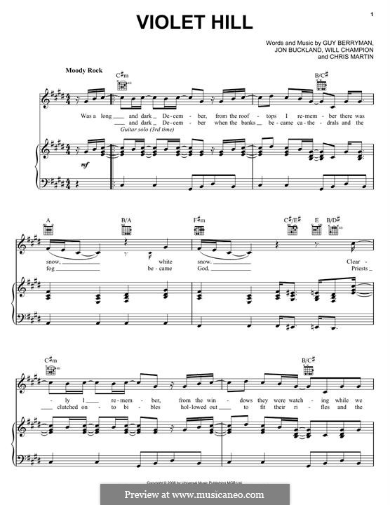 Violet Hill (Coldplay): Para vocais e piano (ou Guitarra) by Chris Martin, Guy Berryman, Jonny Buckland, Will Champion