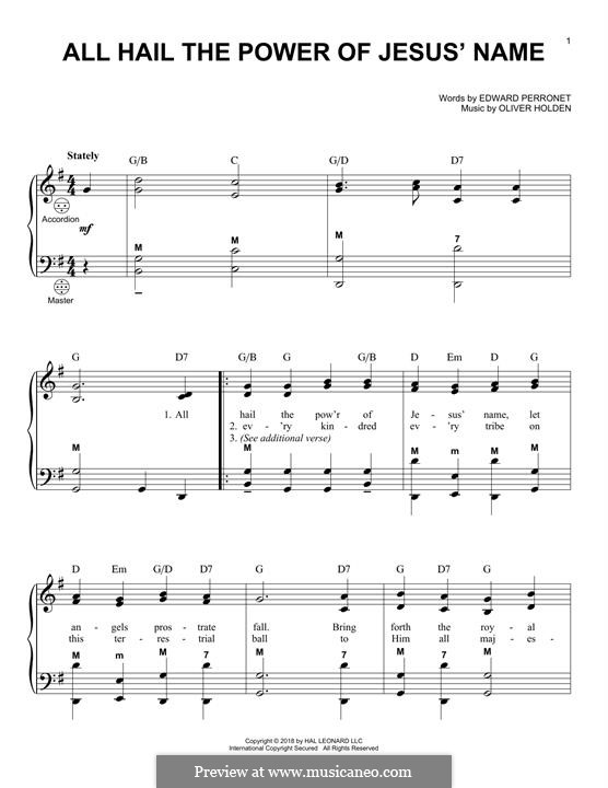 All Hail the Power of Jesus' Name: para acordeão by Oliver Holden