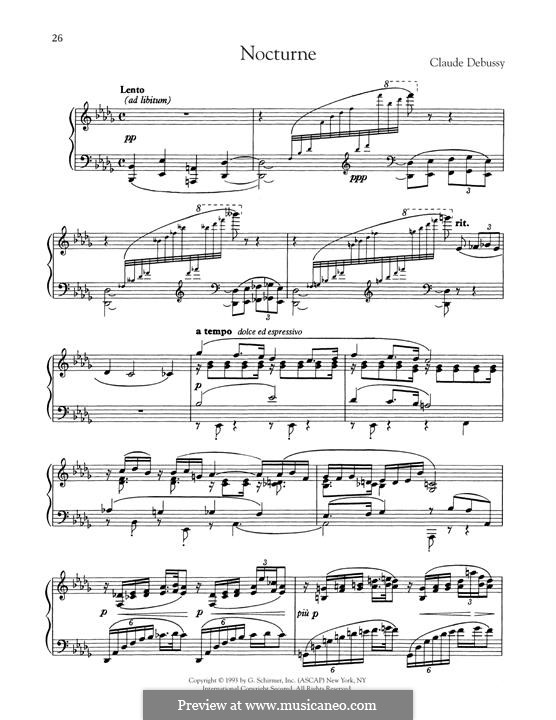 Nocturne in D Flat Major, L.82: Para Piano by Claude Debussy