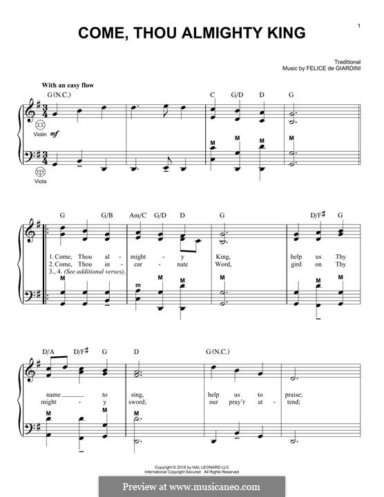 Come, Thou Almighty King: para acordeão by Felice Giardini
