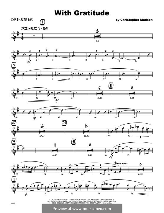With Gratitude: 2nd Eb Alto Saxophone part by Christopher Madsen