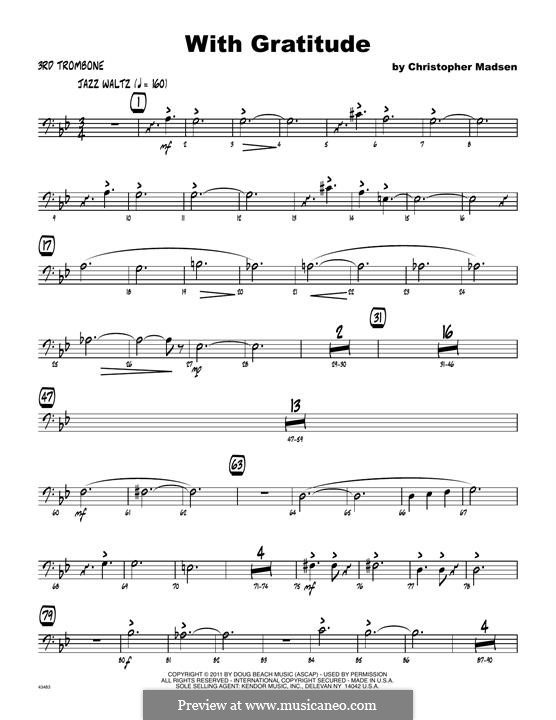 With Gratitude: 3rd Trombone part by Christopher Madsen