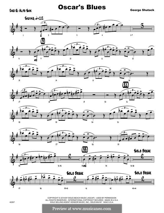 Oscar's Blues: 2nd Eb Alto Saxophone part by George Shutack