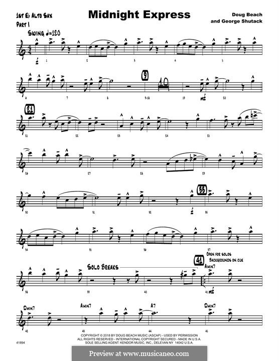 Midnight Express: 1st Eb Alto Saxophone part by Doug Beach